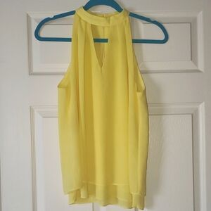 Rose & Olive Yellow Asymmetrical Sleeveless Blouse